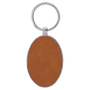 3" x 1.75" Leatherette/Metal Rawhide Oval Keychain