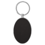 3" x 1.75" Leatherette/Metal Black/Silver Oval Keychain