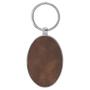 3" x 1.75" Leatherette/Metal Rustic/Silver Oval Keychain