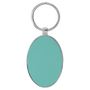 3" x 1.75" Leatherette/Metal Teal Oval Keychain