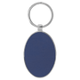 3" x 1.75" Leatherette/Metal Blue/Silver Oval Keychain