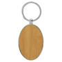 3" x 1.75" Leatherette/Metal Bamboo Oval Keychain