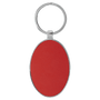 3" x 1.75" Leatherette/Metal Red Oval Keychain