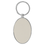 3" x 1.75" Leatherette/Metal White/Black Oval Keychain