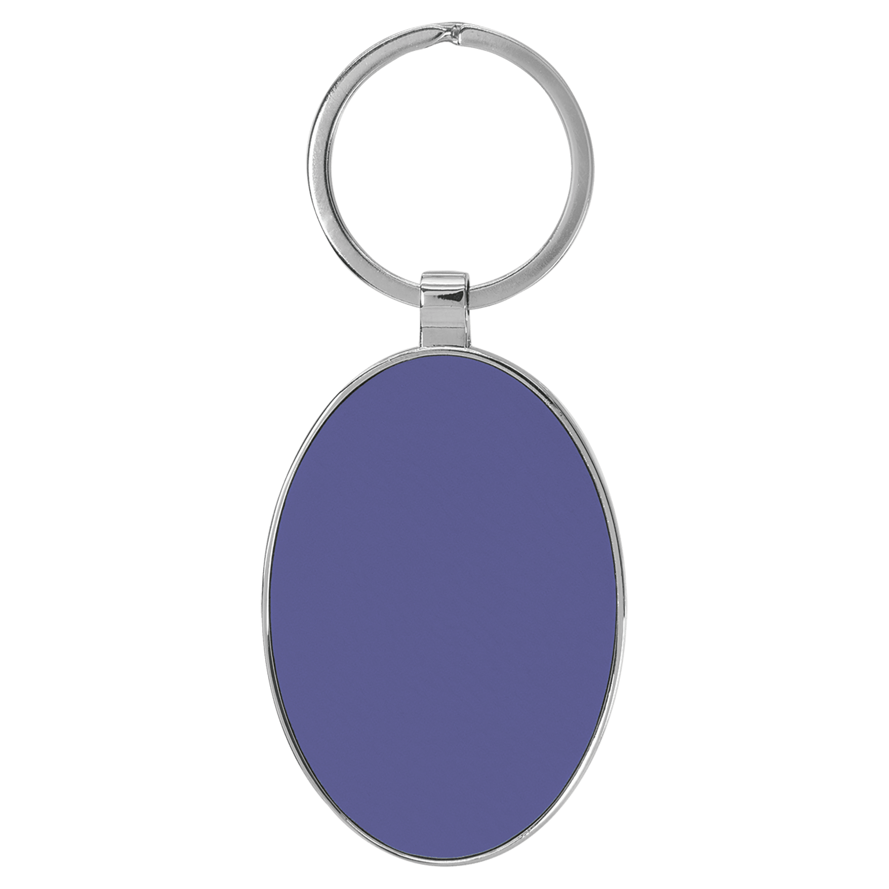 3" x 1.75" Leatherette/Metal Purple Oval Keychain