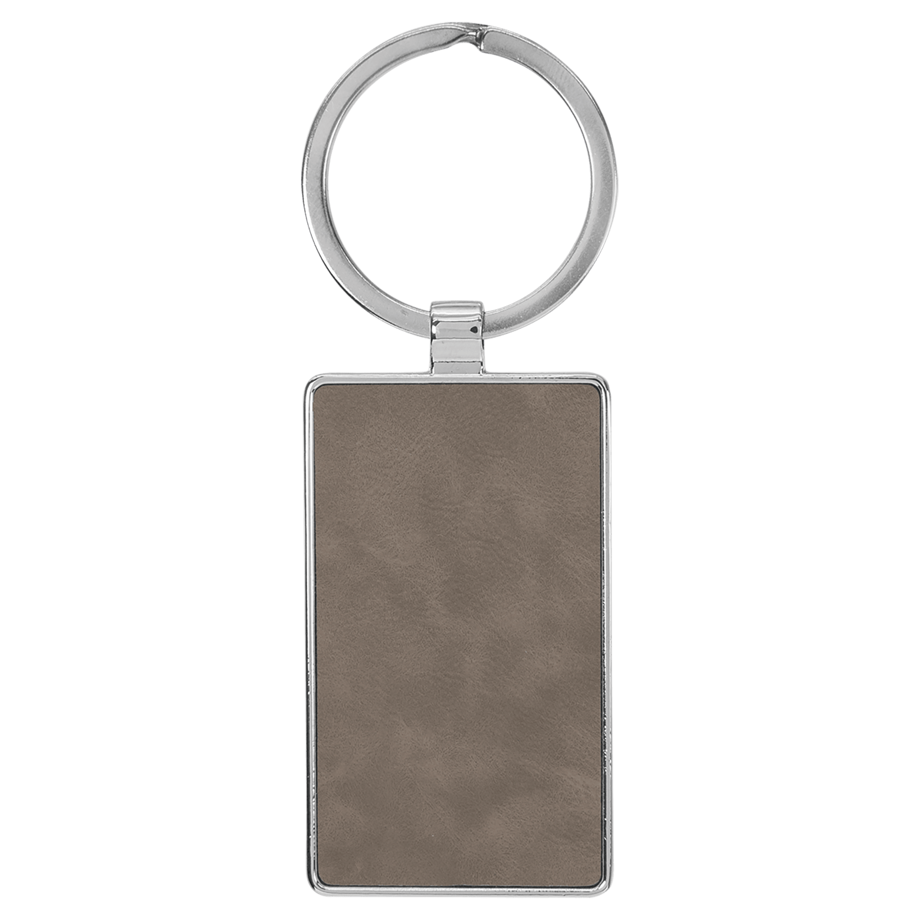 2.75" x 1.25" Leatherette/Metal Gray Rectangle Keychain
