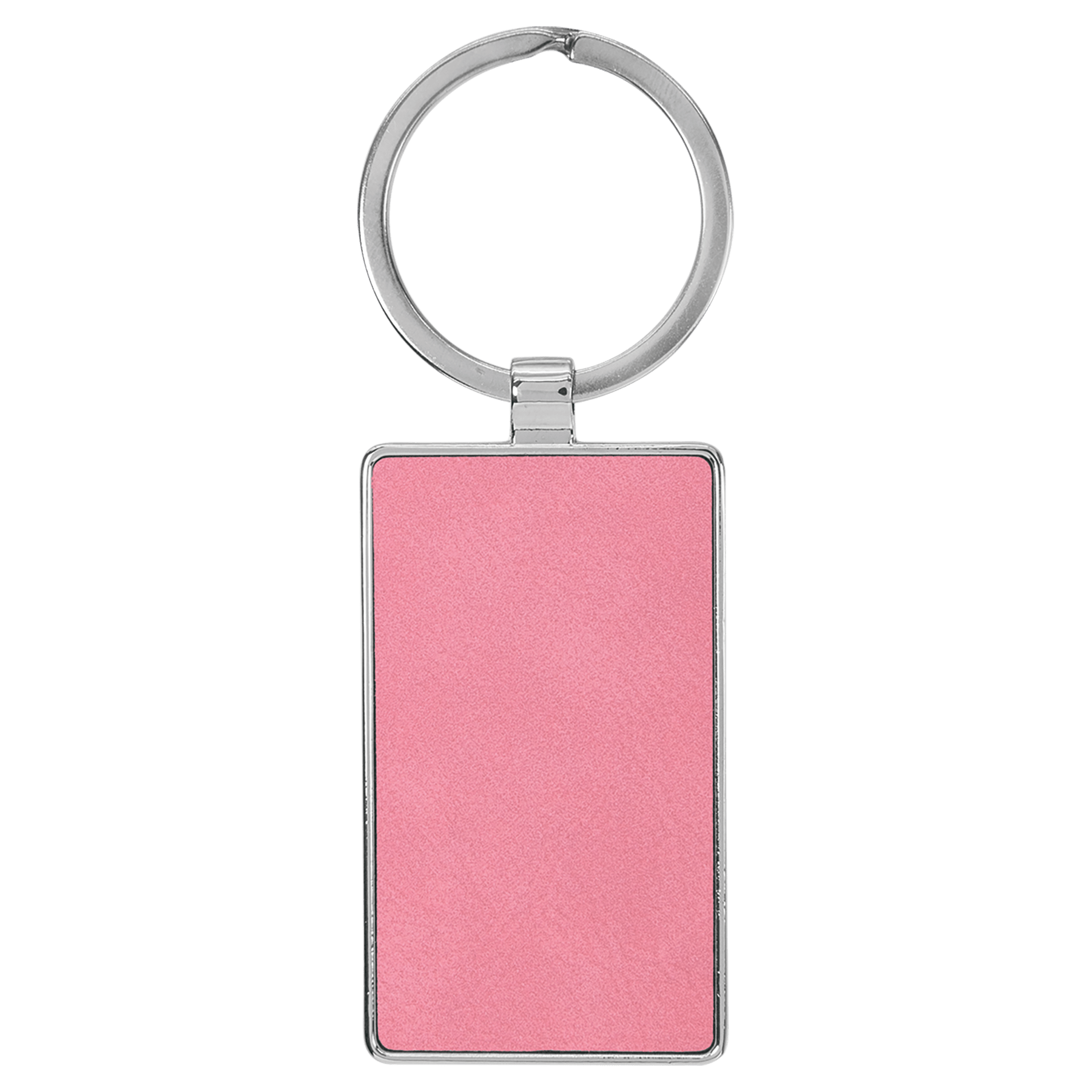 2.75" x 1.25" Leatherette/Metal Pink Rectangle Keychain