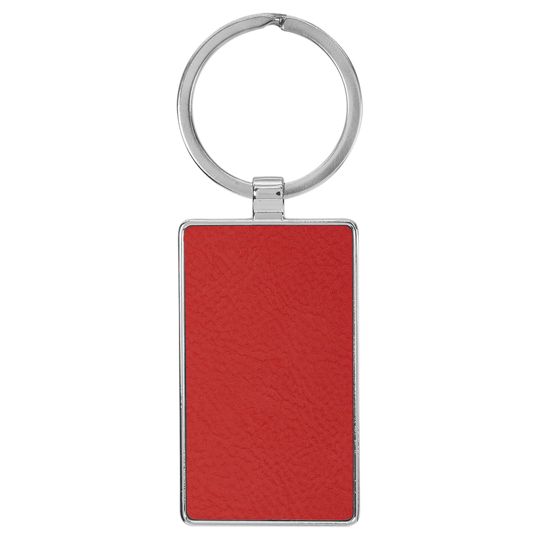 2.75" x 1.25" Leatherette/Metal Red Rectangle Keychain