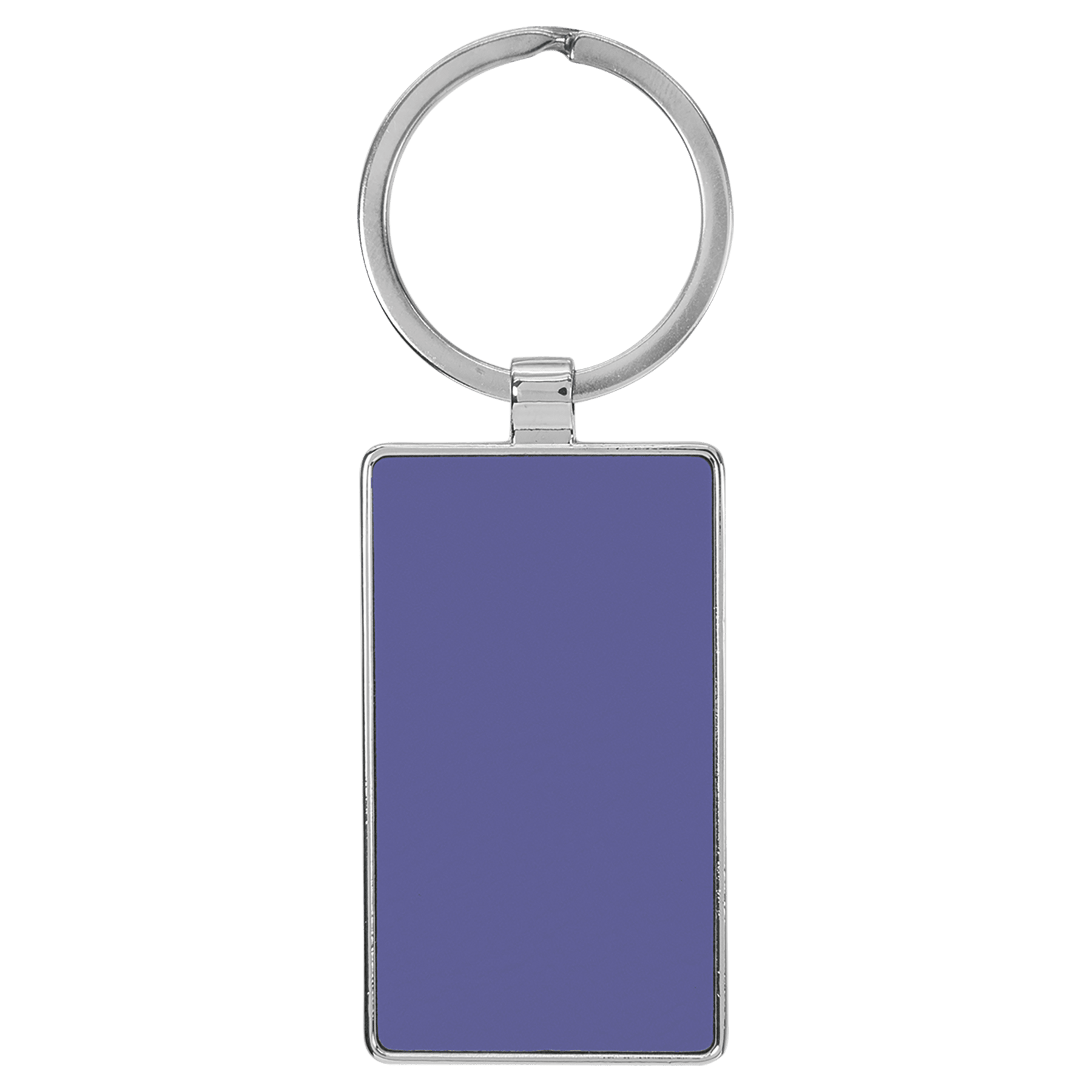 2.75" x 1.25" Leatherette/Metal Purple Rectangle Keychain