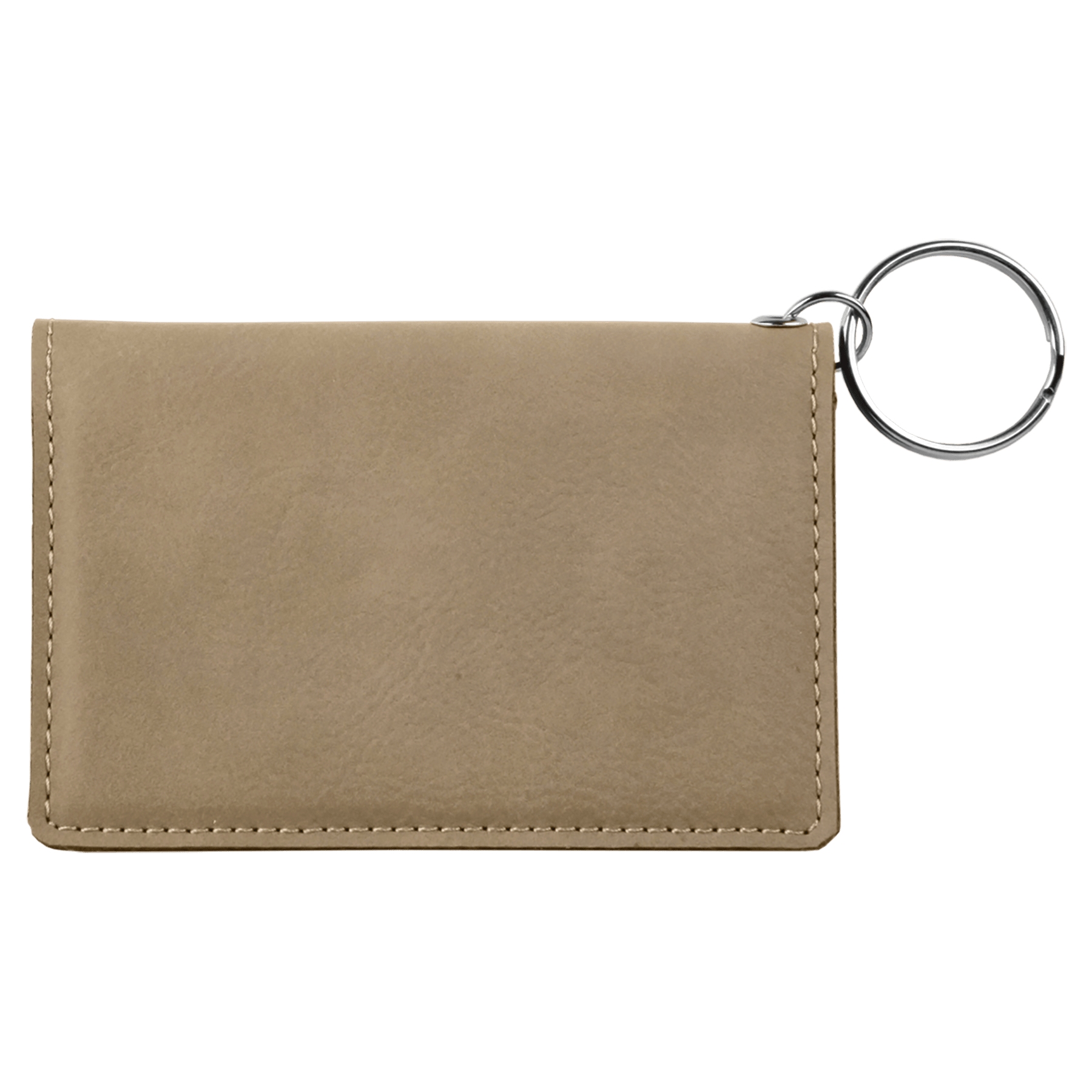 4.25" x 3" Light Brown Leatherette Keychain ID Holder