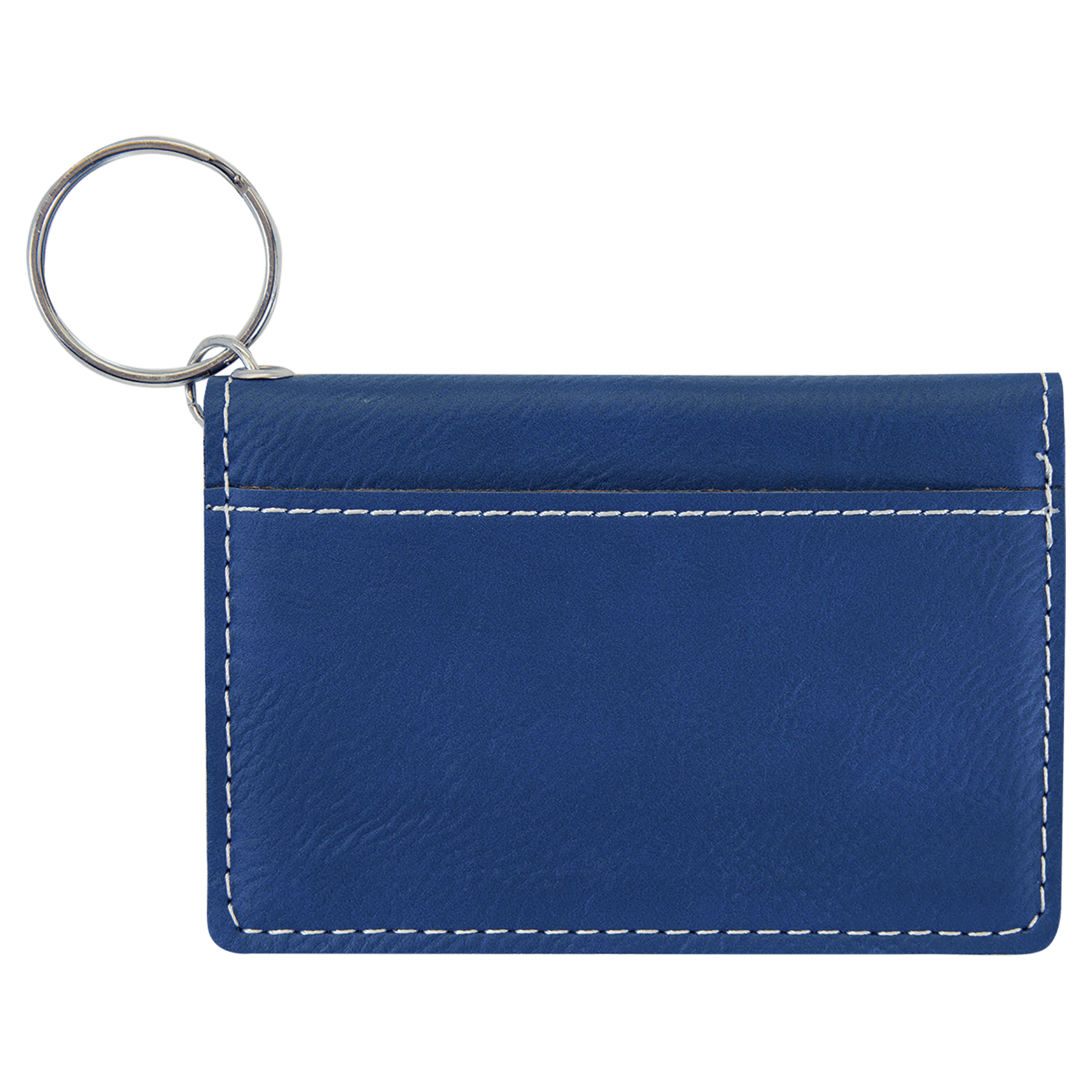 4.25" x 3" Blue/Silver Leatherette Keychain ID Holder