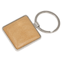 1.56" x 1.56" Silver/Wood Square Keychain