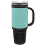 PC 40 oz. Black w/ Teal Laserable Leatherette Travel Mug