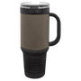 PC  40 oz. Black w/Gray Laserable Leatherette Travel Mug