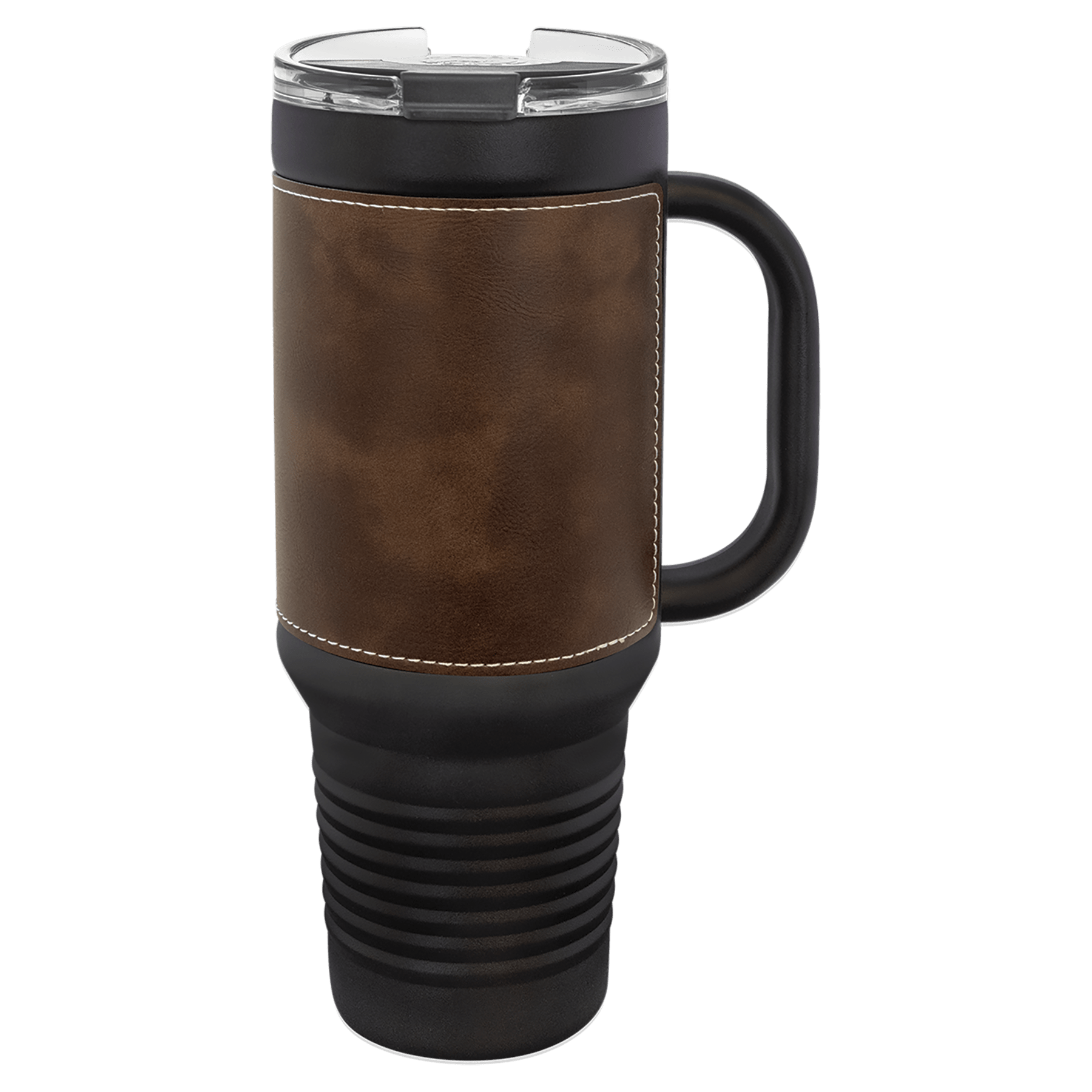 PC  40 oz. Black w/Rustic/Silver Leatherette Travel Mug