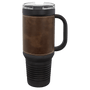 PC  40 oz. Black w/Rustic/Silver Leatherette Travel Mug