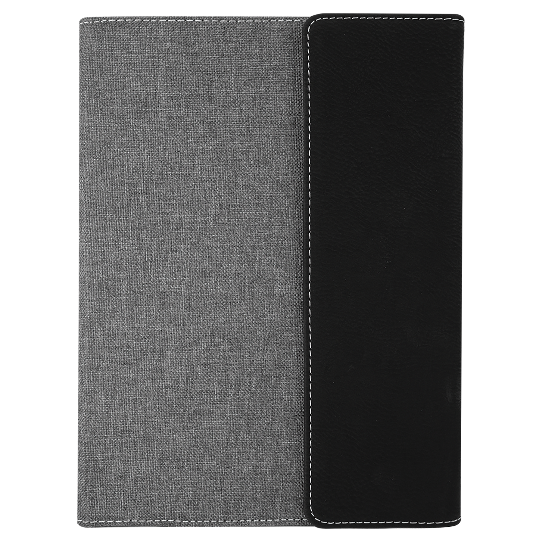 7" x 9" Black/Silver Leatherette/Gray Canvas Portfolio