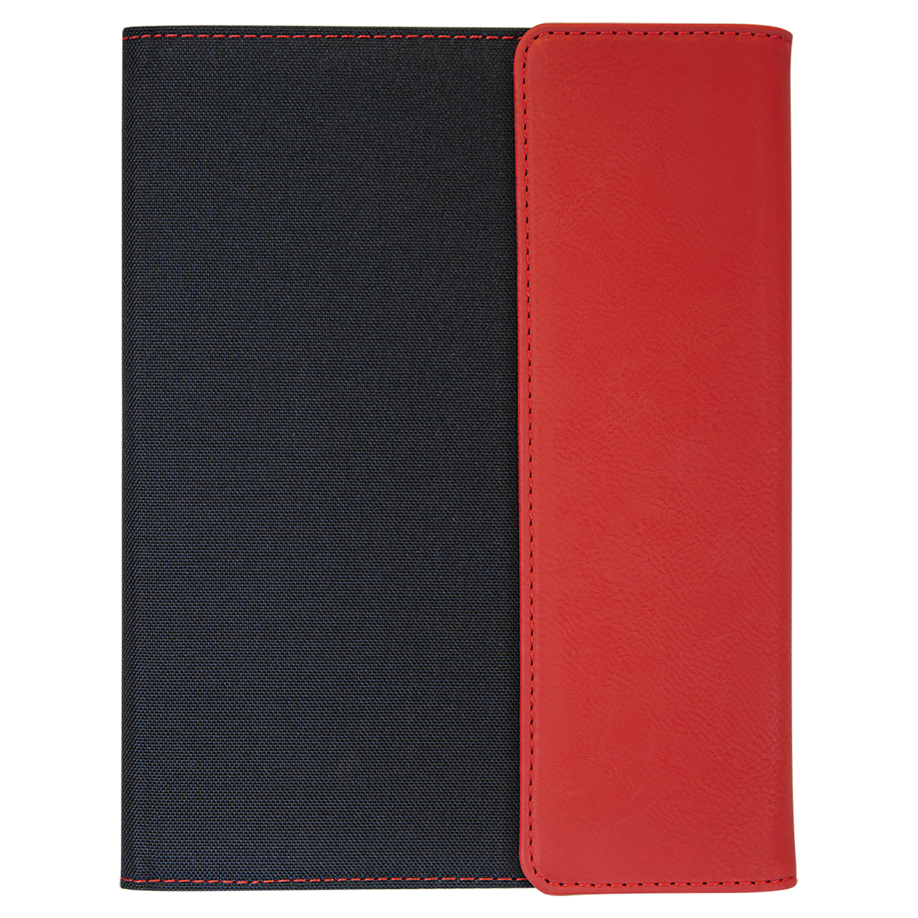7" x 9" Red Leatherette / Black Canvas Portfolio w/Notepad