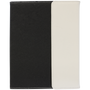 7" x 9" White Leatherette / Black Canvas Portfolio w/Notepad