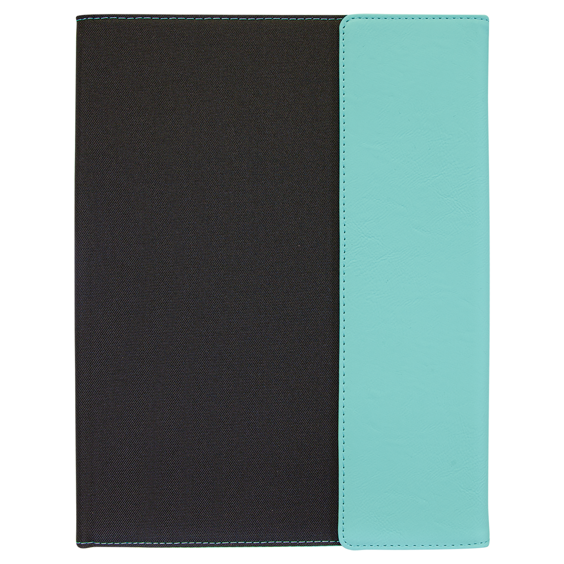 9.5"x12" Teal Leatherette / Black Canvas Portfolio w/Notepad
