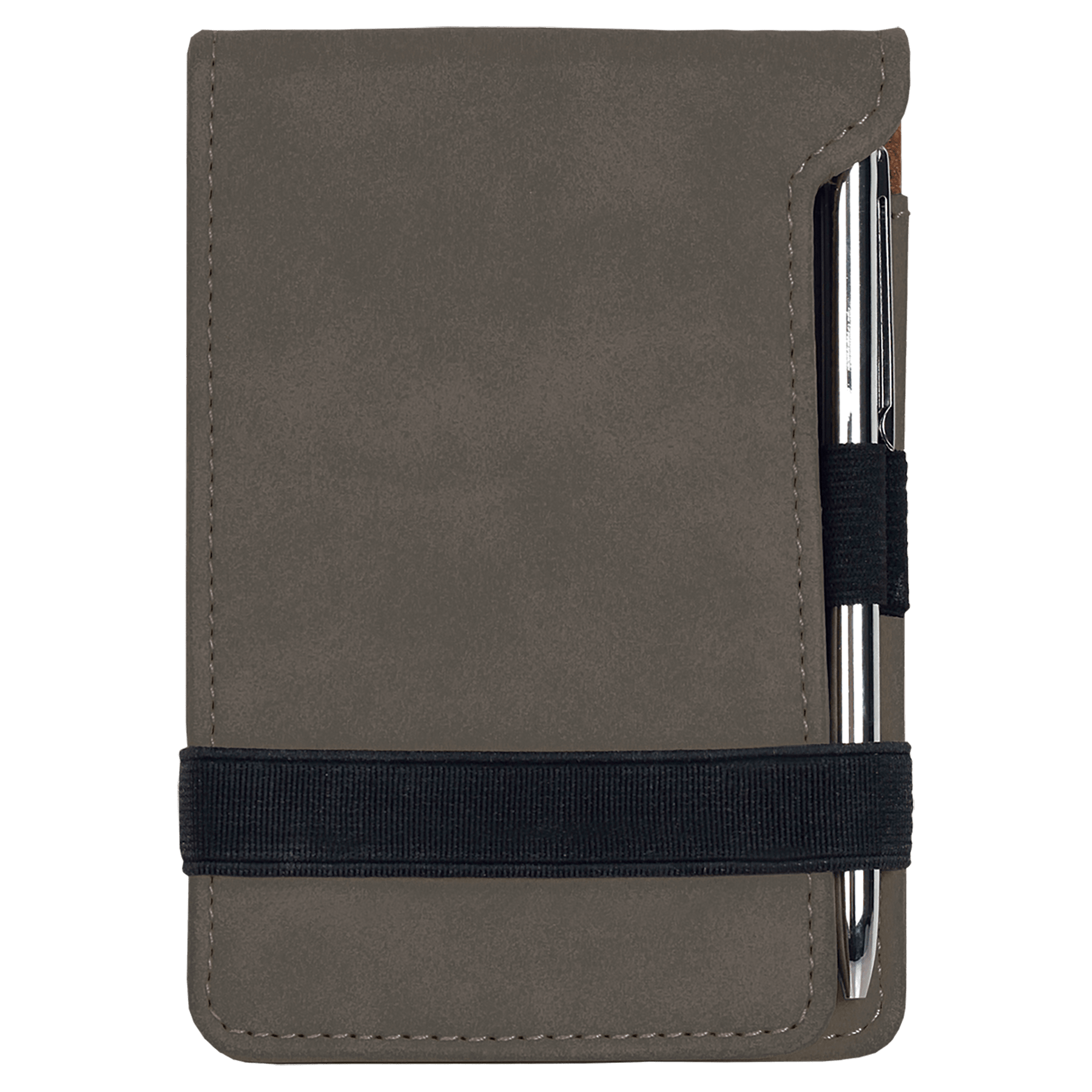 3.25" x 4.75" Gray Leatherette Mini Notepad with Pen