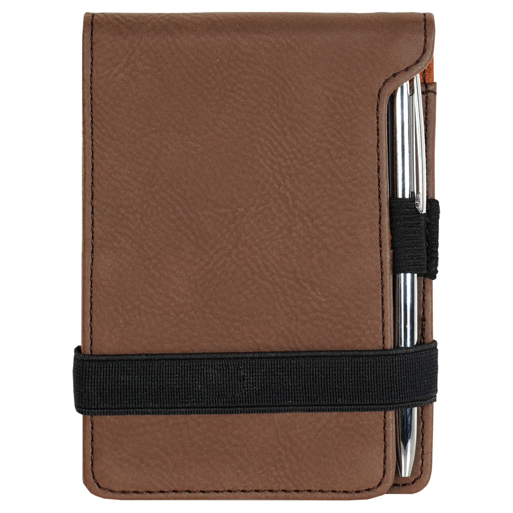 3.25" x 4.75" Dark Brown Leatherette Mini Notepad with Pen
