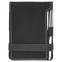 3.25" x 4.75" Black/Silver Leatherette Mini Notepad with Pen