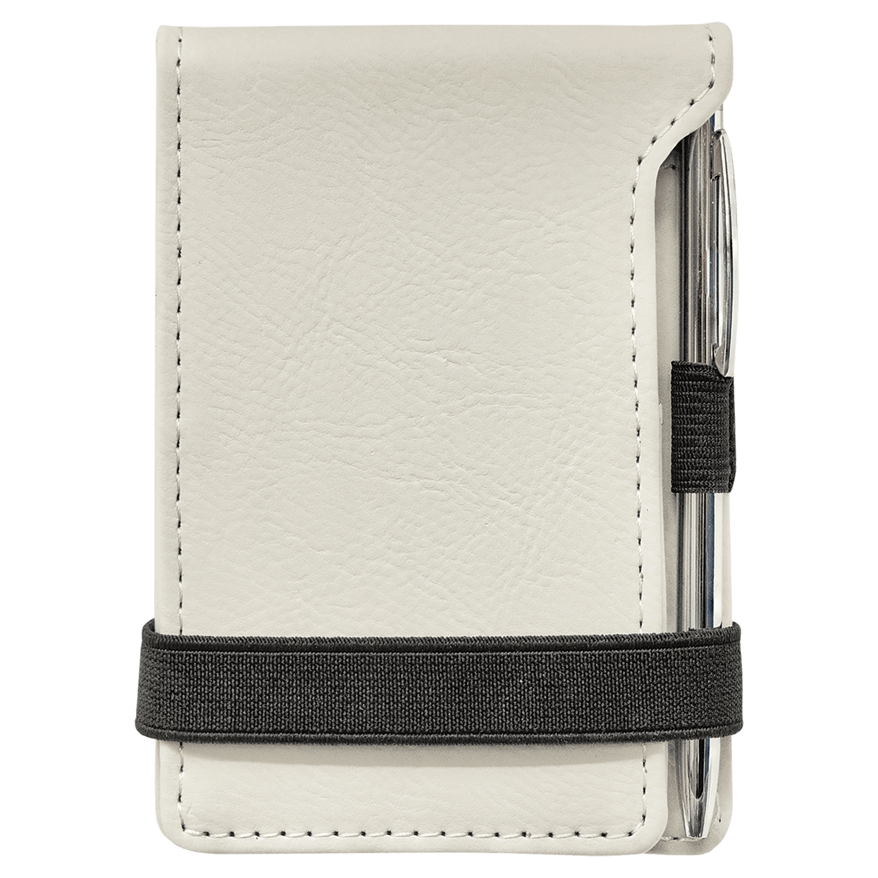 3.25" x 4.75" White Leatherette Mini Notepad with Pen
