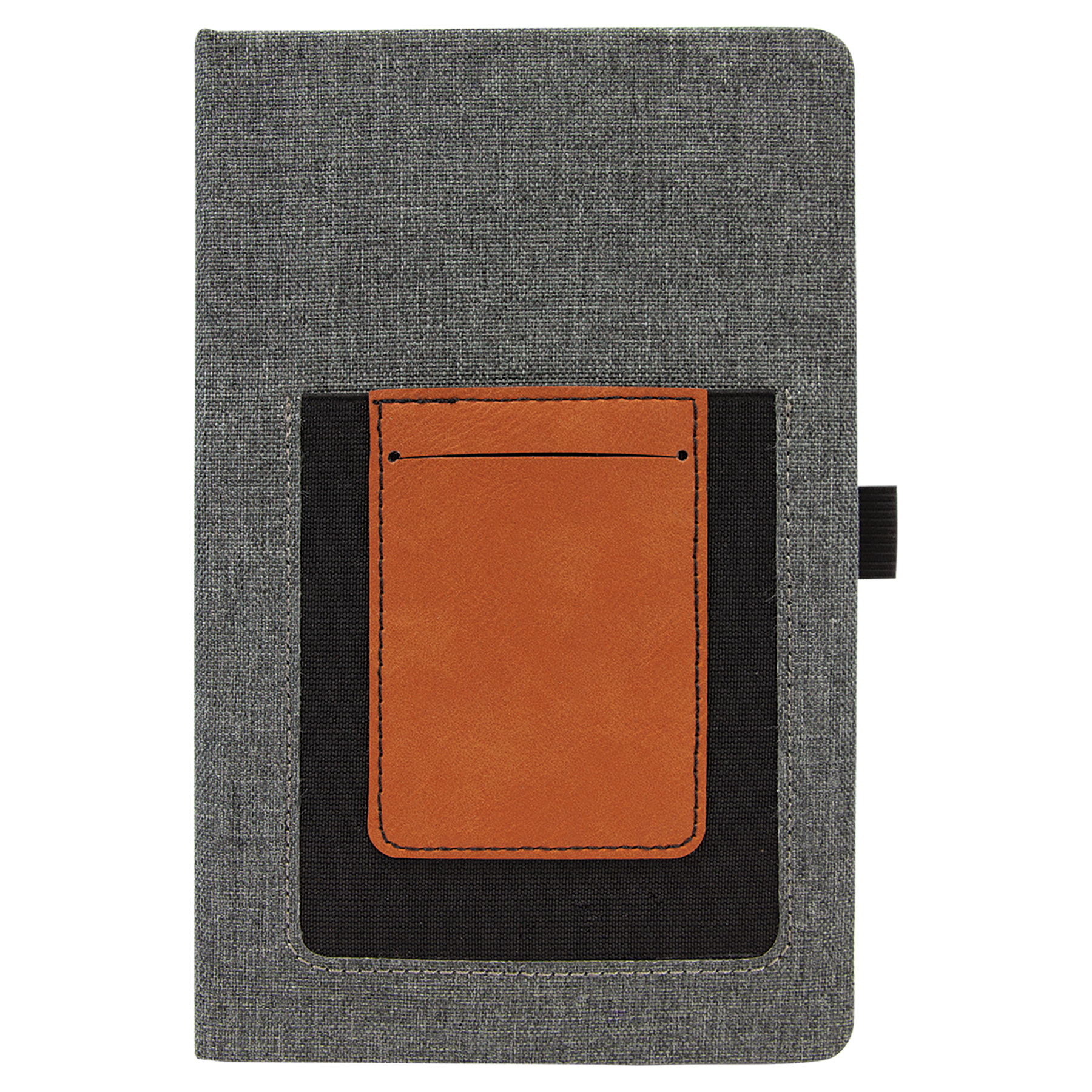 5.25" x 8.25" Gray w/Rawhide Leatherette Journal w/Cell Slot
