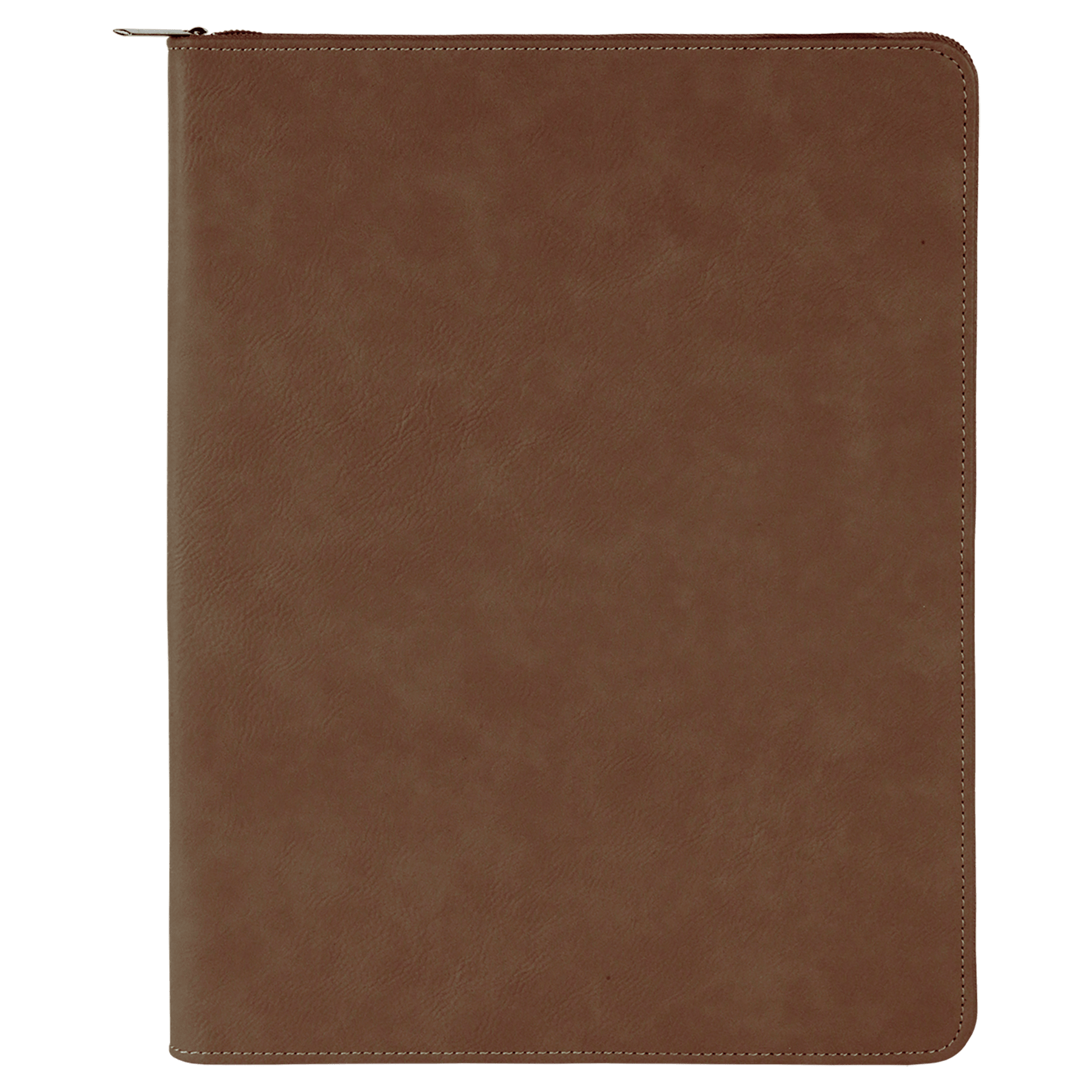 Dark Brown with Zipper Leatherette Portfolio with Notepad