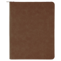 Dark Brown with Zipper Leatherette Portfolio with Notepad