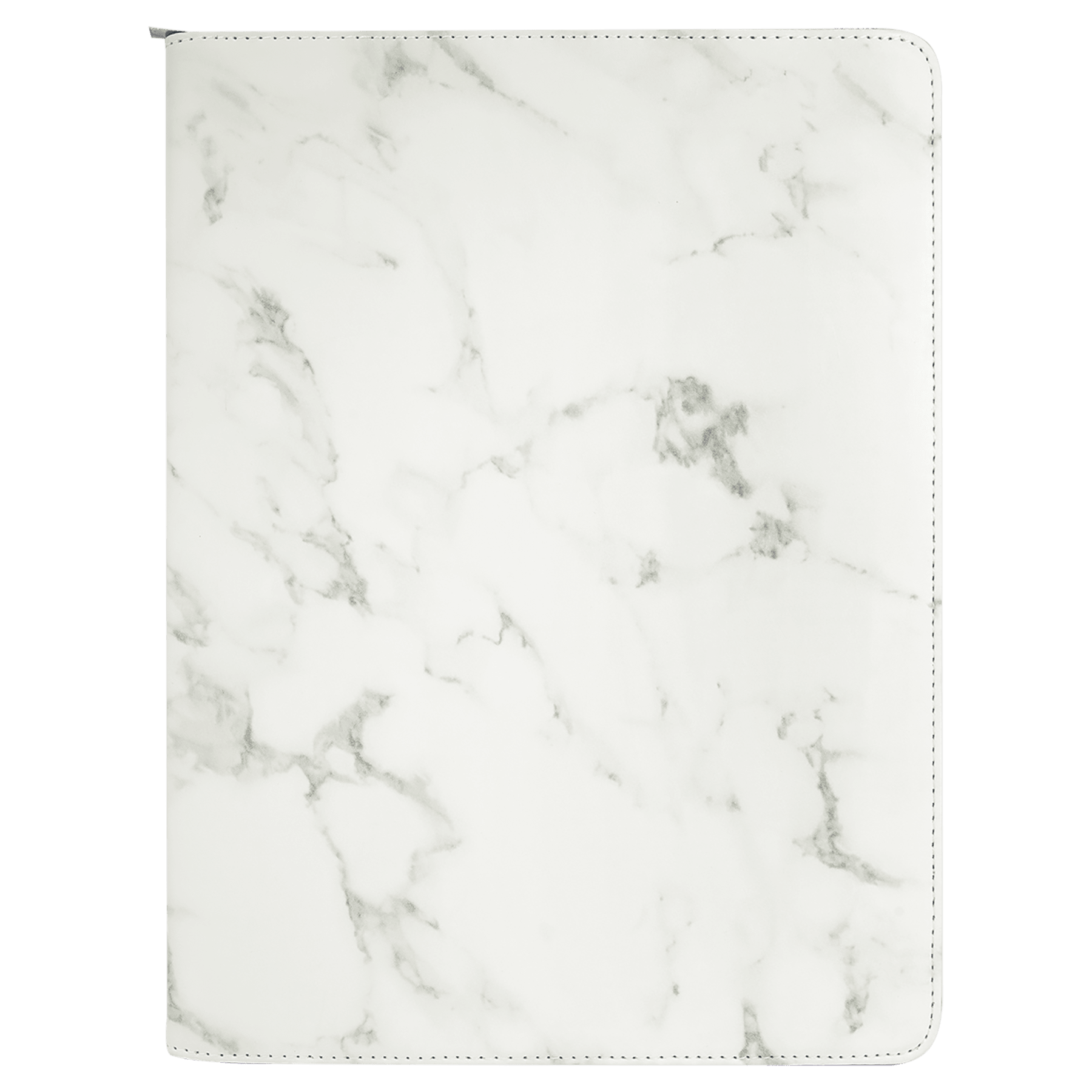 White Marble with Zipper Leatherette Portfolio with Notepad