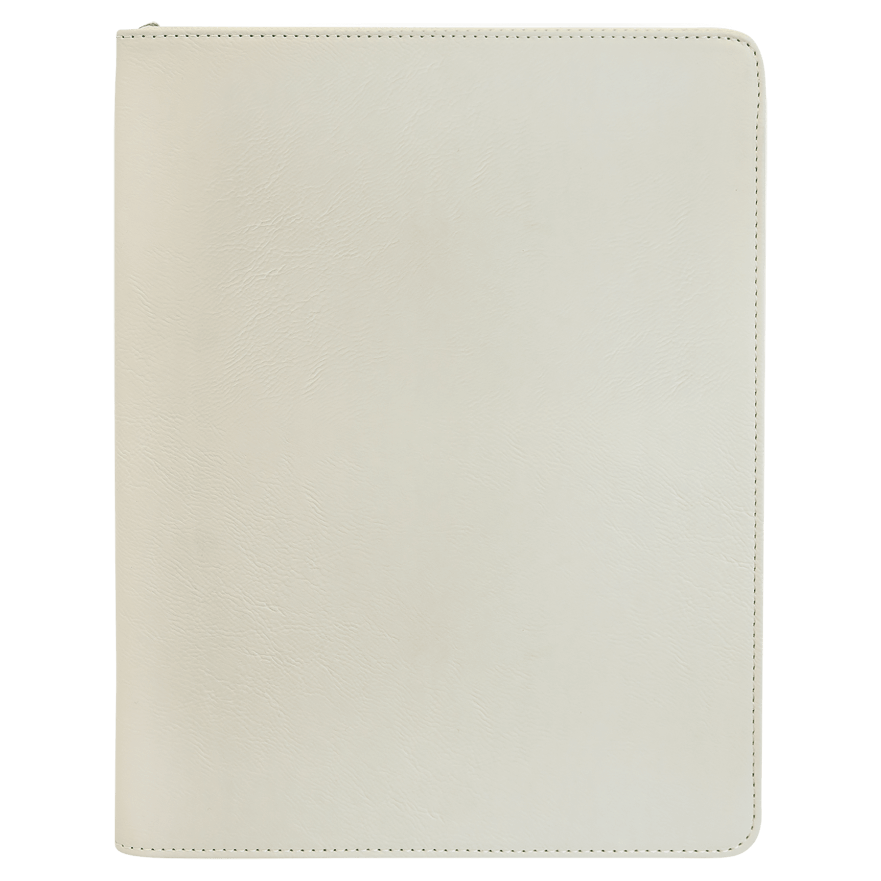 9.5" x 12" White w/Zipper Leatherette Portfolio w/Notepad