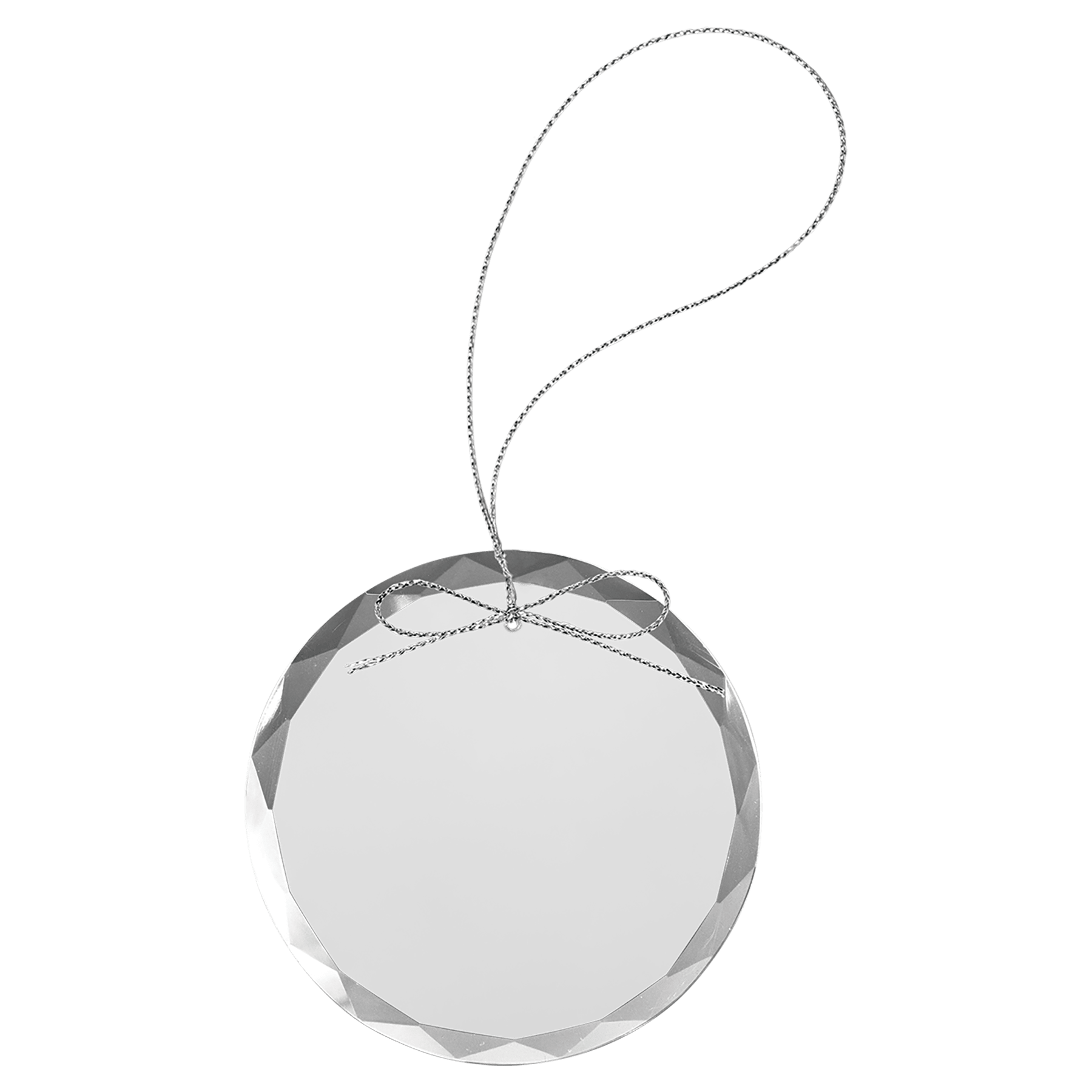 3.25" Clear Round Glass Ornament with Silver String