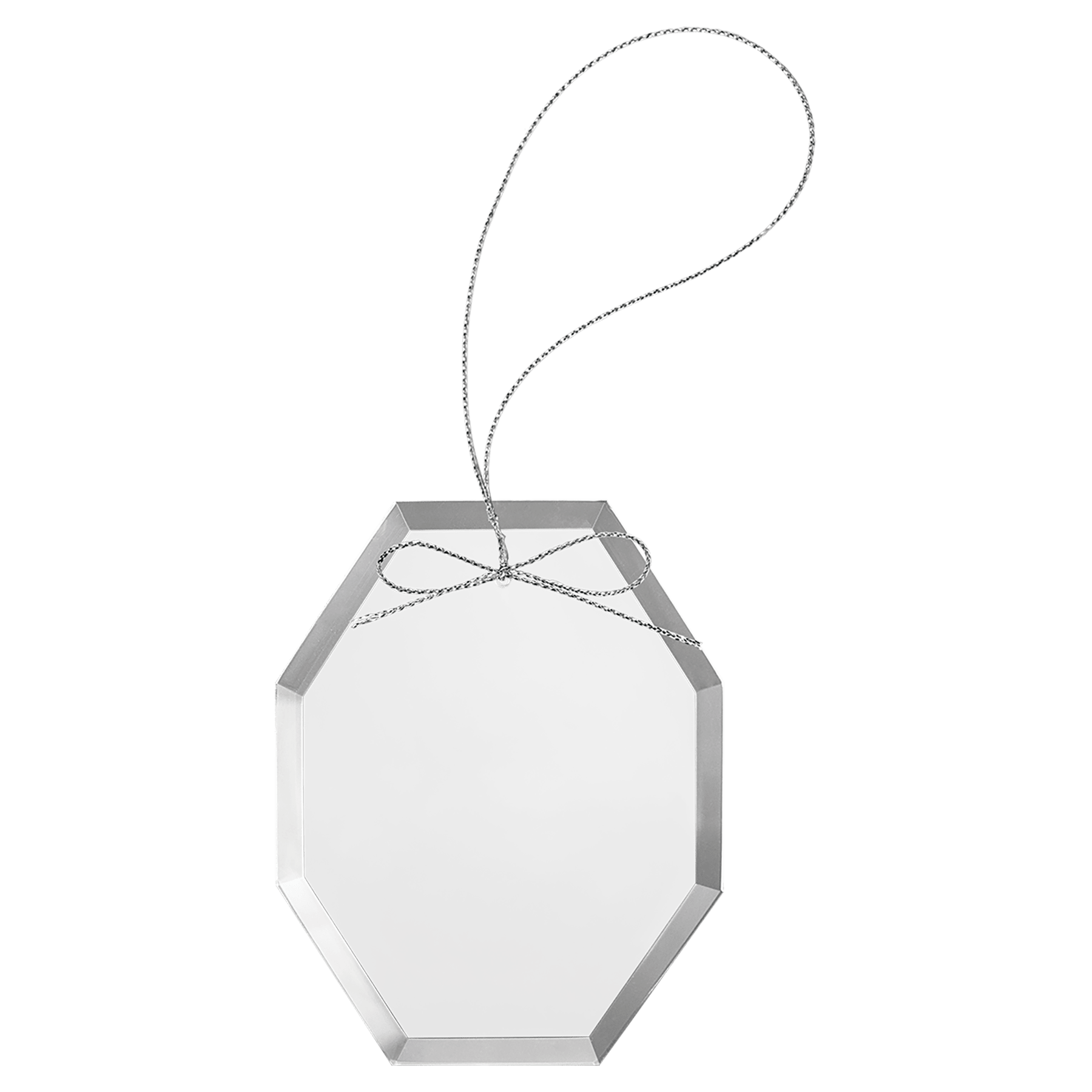 3.75" Clear Octagon Glass Ornament with Silver String