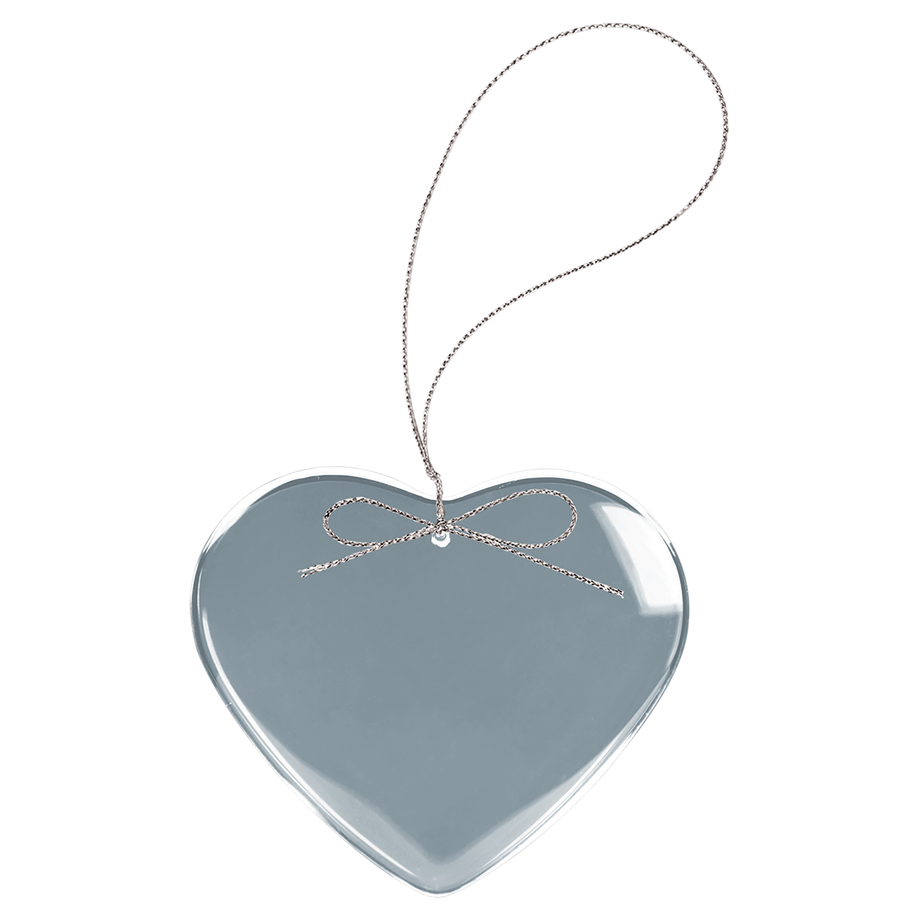 3" Clear Heart Glass Ornament with Silver String