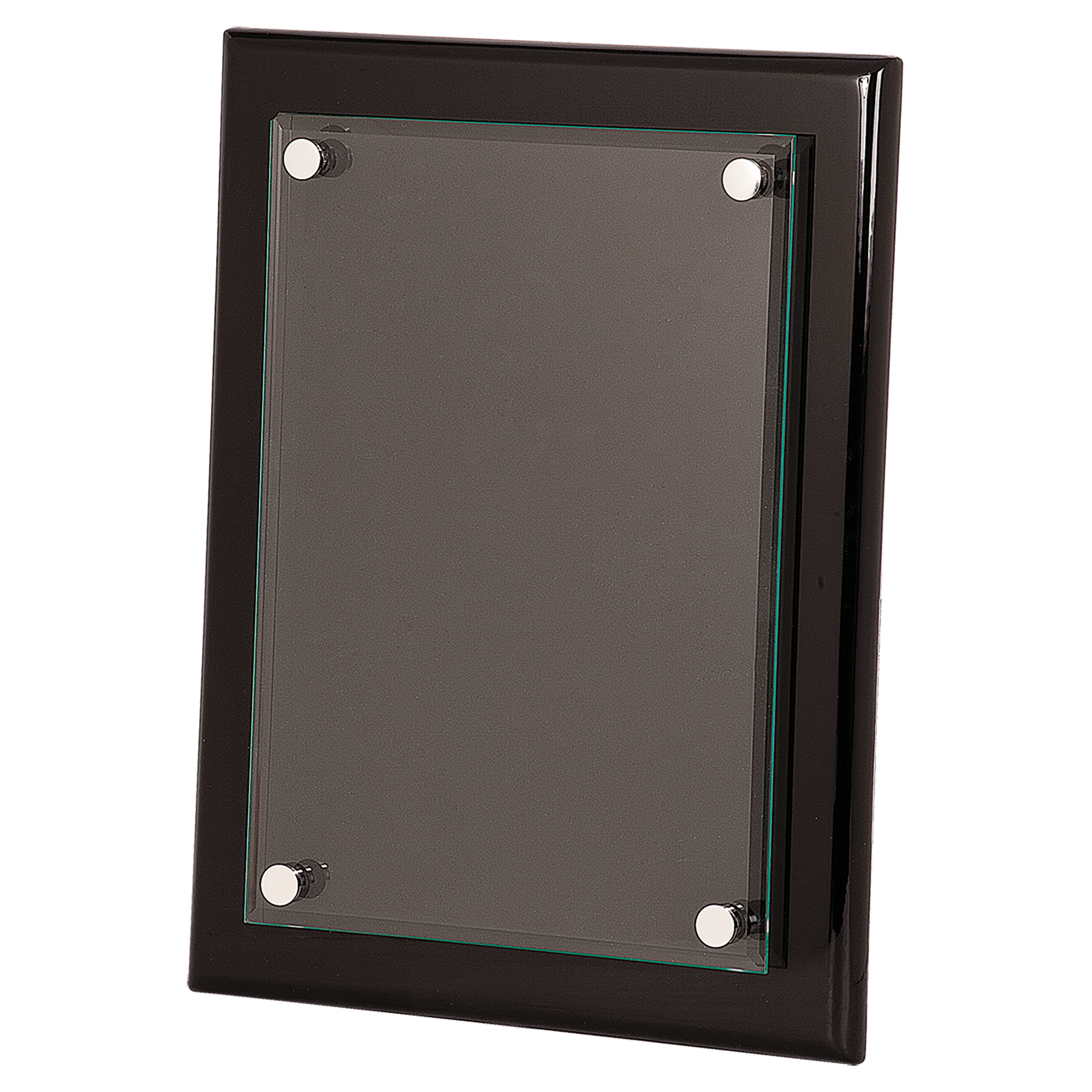9" x 12" Black Piano Finish Floating Glass Plaque