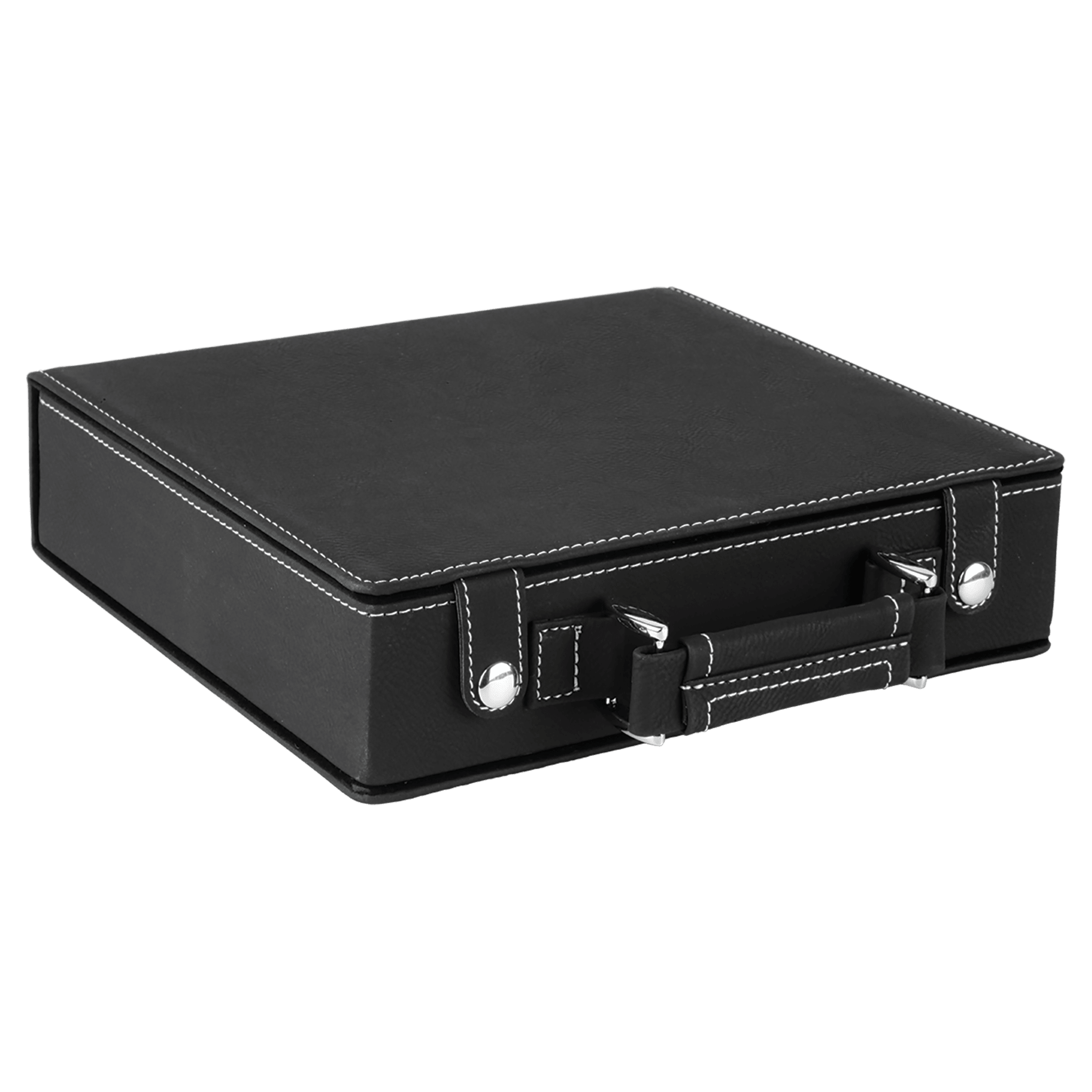 Black/Silver Leatherette 100 Chip Poker Set