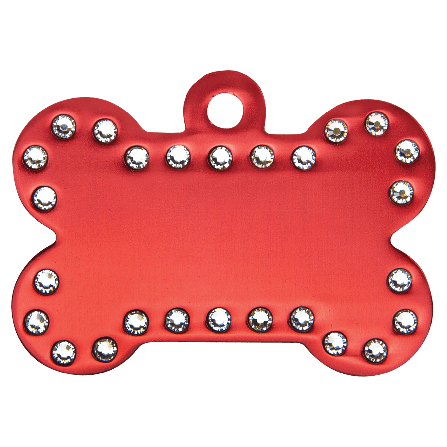 1.5" x 1" Red Anodized Aluminum Swarovski Bling Bone w/Tab