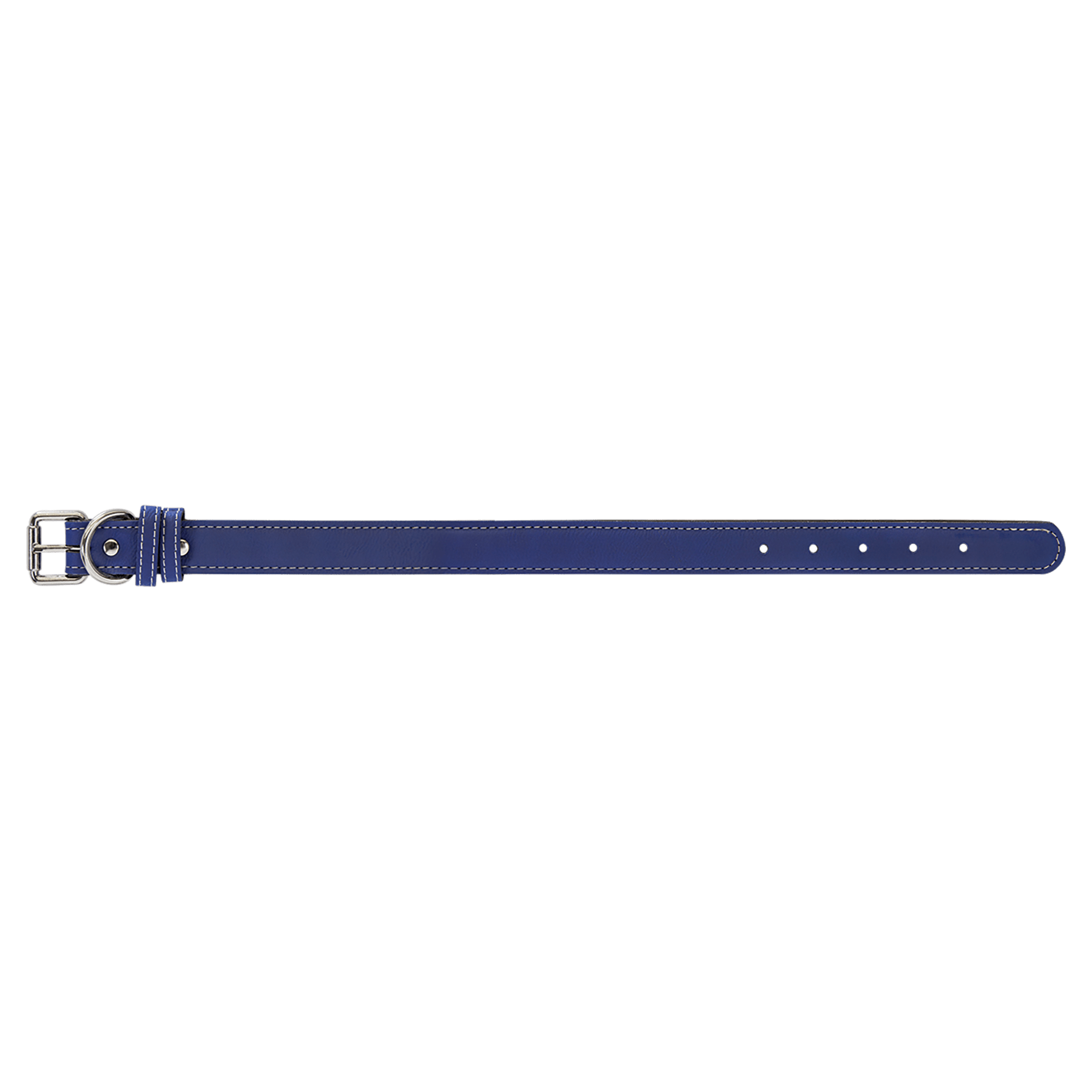 Medium 19" x 1" Blue/Silver Leatherette Dog Collar