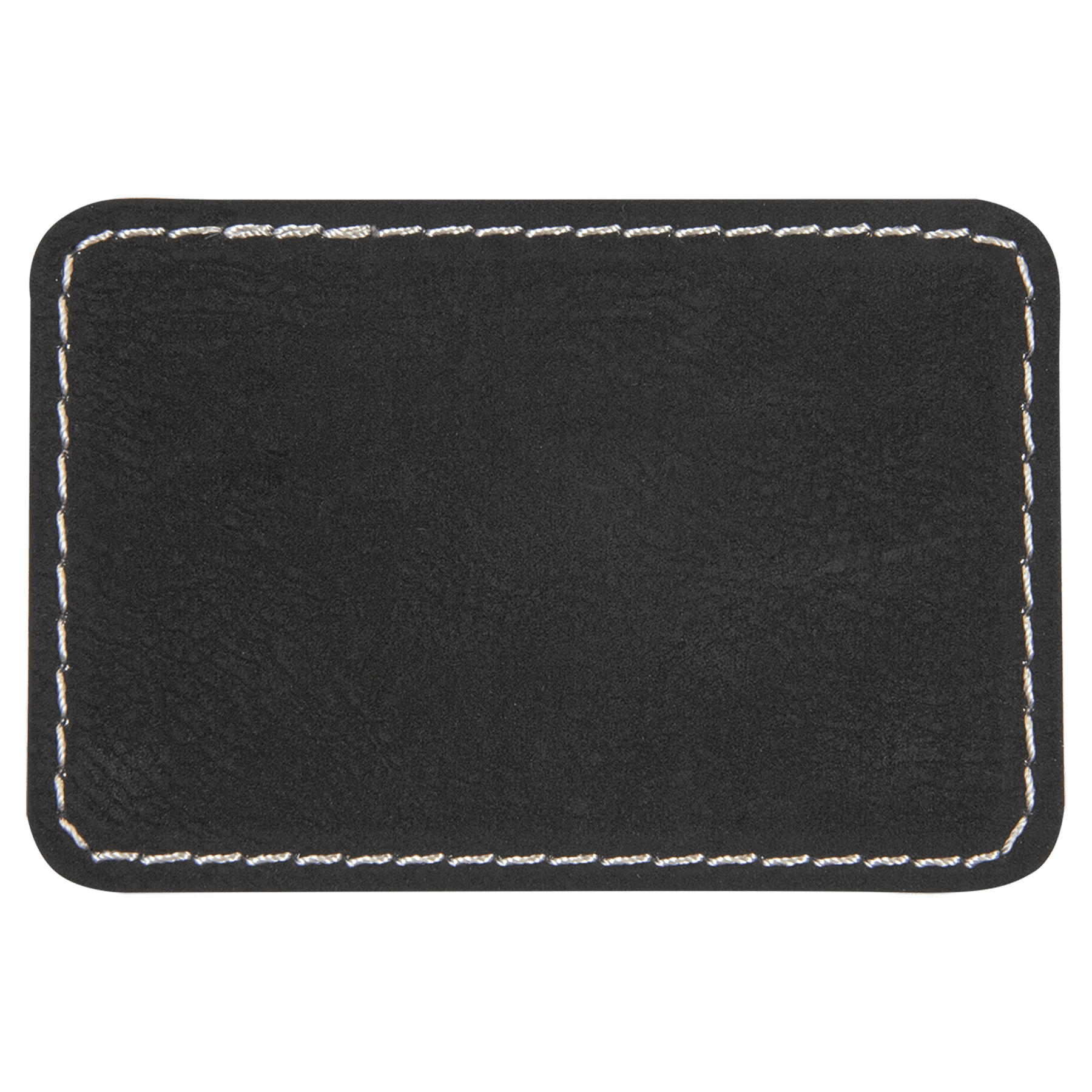 3" x 2" Rectangle Black/Silver Leatherette Patch w/Adhesive