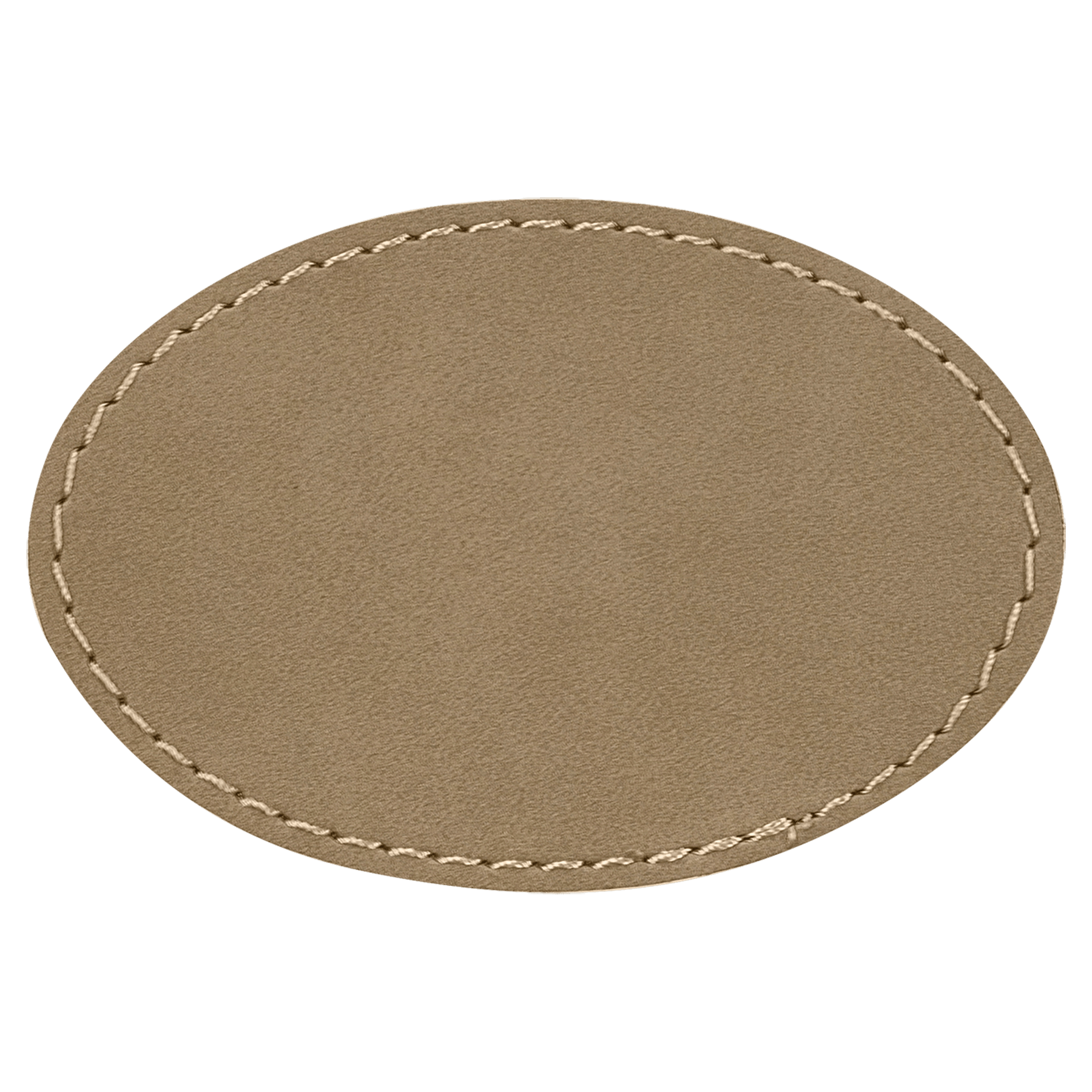 3" x 2" Oval Light Brown Leatherette Patch with Adhesive