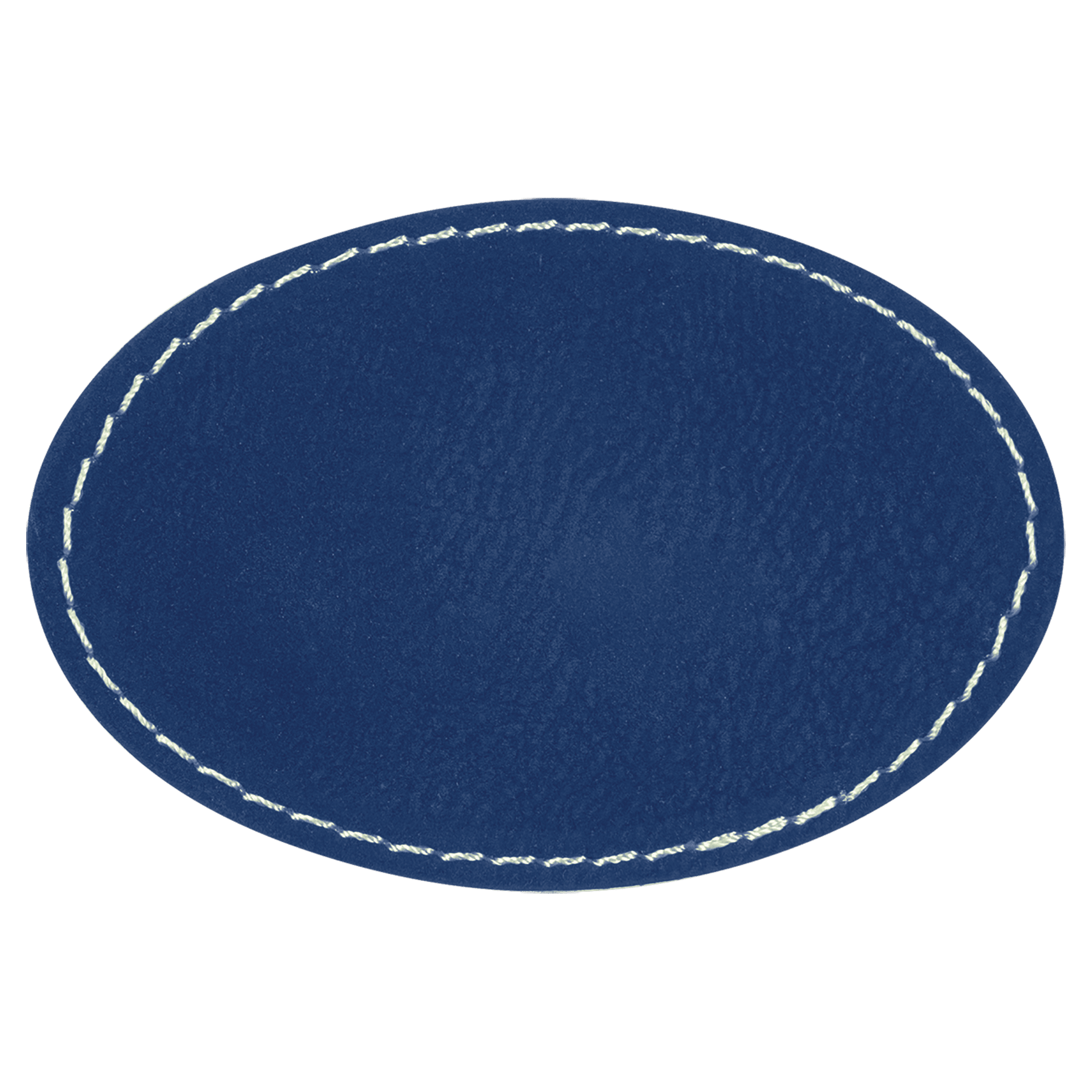 3" x 2" Oval Blue/Silver Leatherette Patch with Adhesive