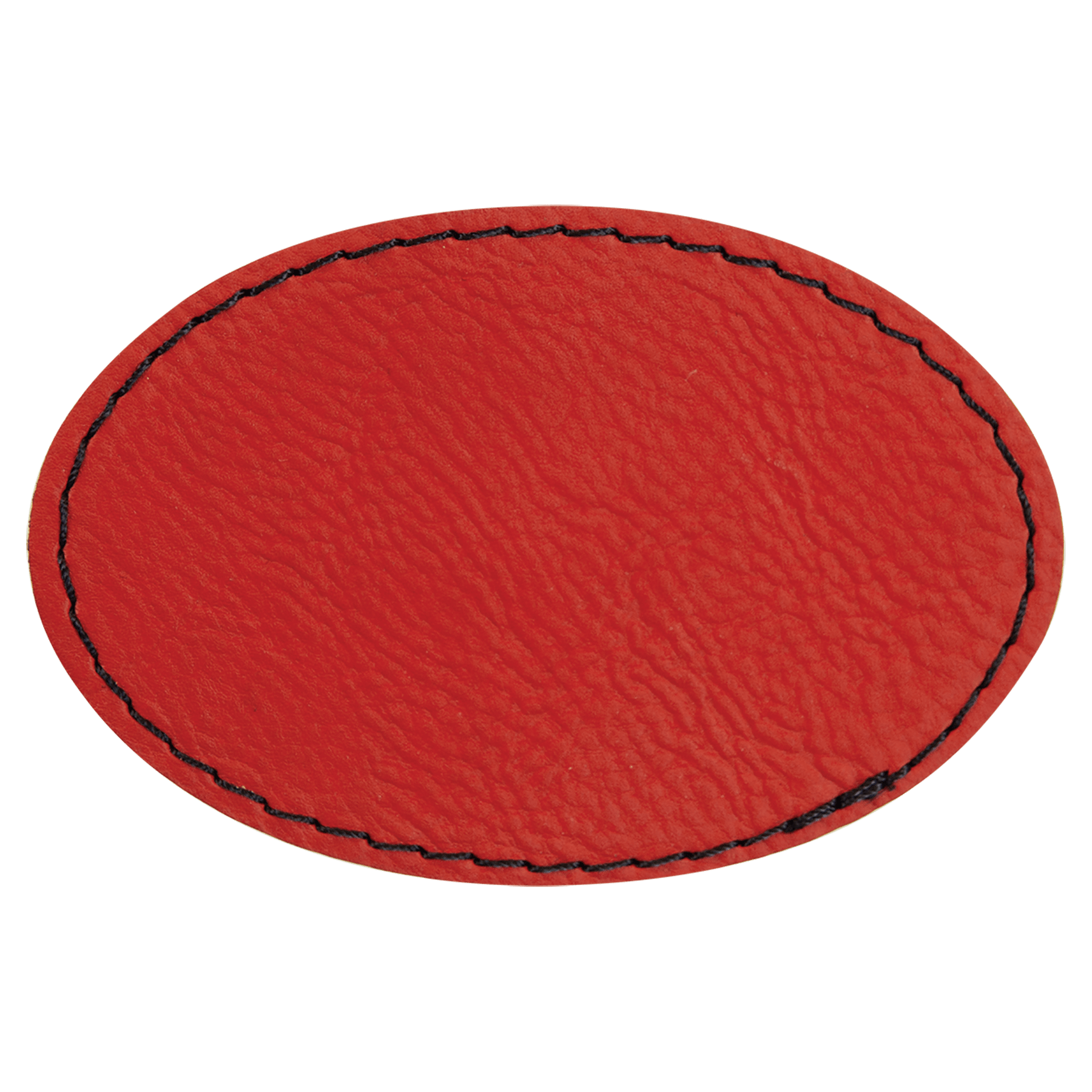 3" x 2" Oval Red Leatherette Patch with Adhesive
