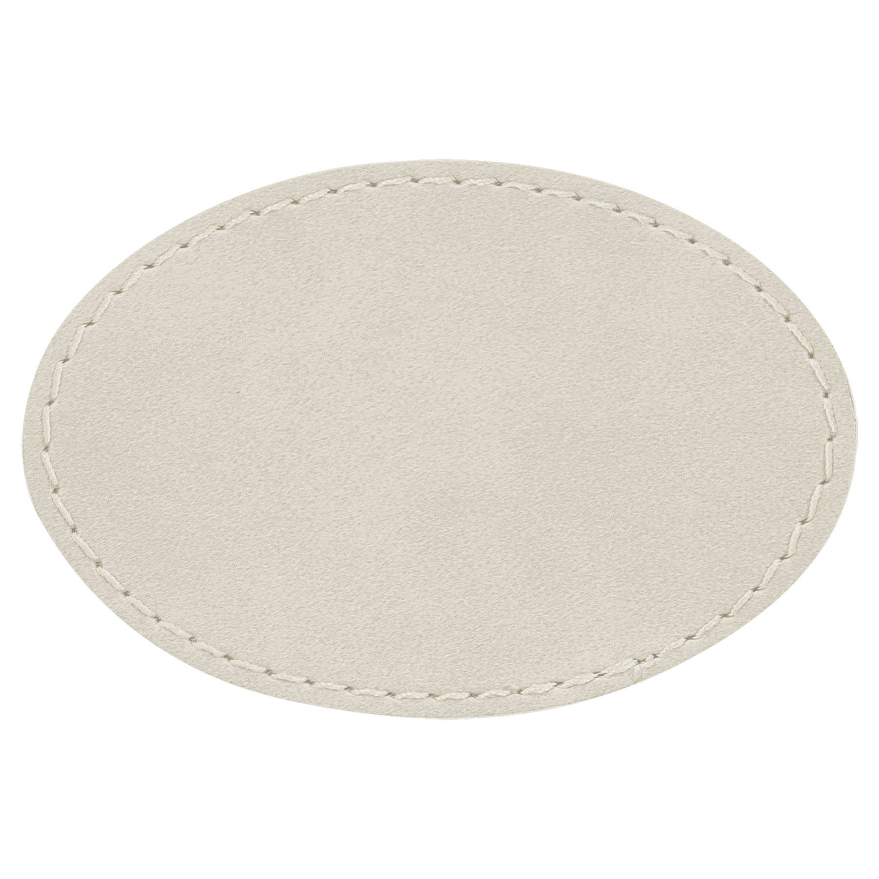 3" x 2" Oval White Leatherette Patch with Adhesive