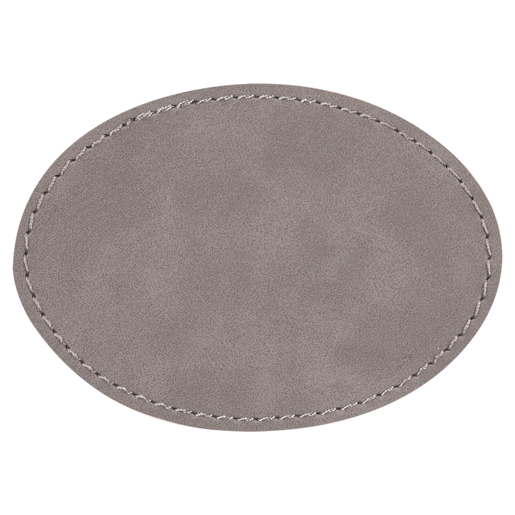 3.5" x 2.5" Oval Gray Leatherette Patch with Adhesive