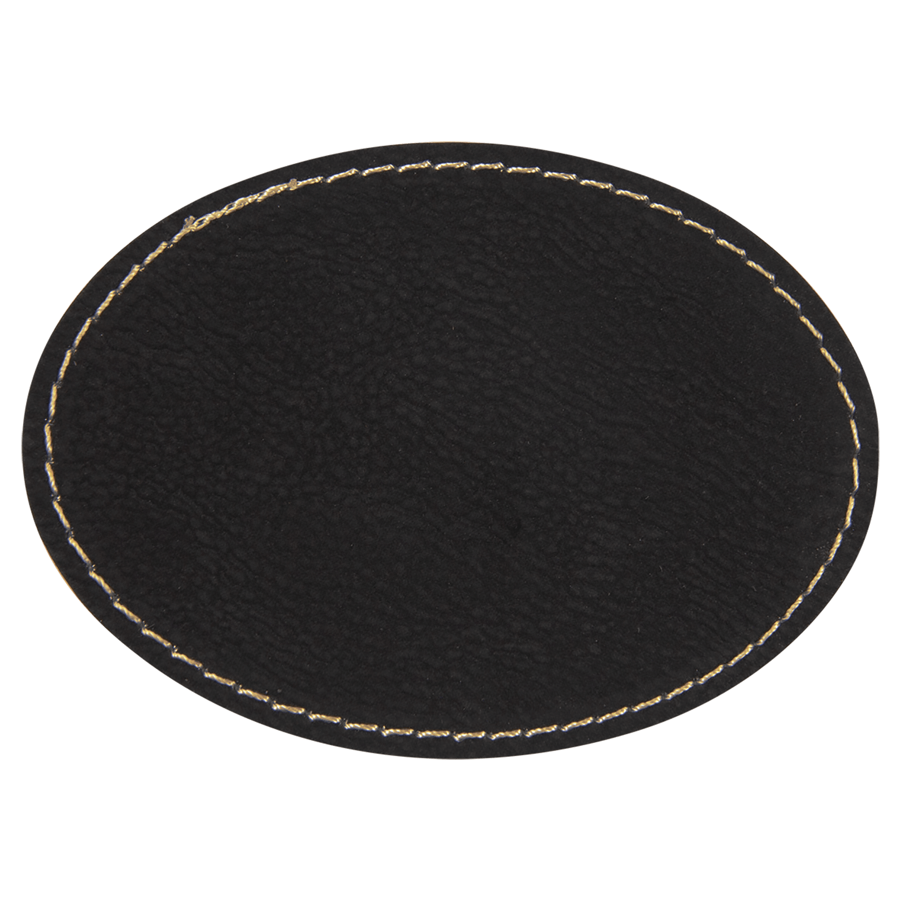 3.5" x 2.5" Oval Black/Gold Leatherette Patch with Adhesive