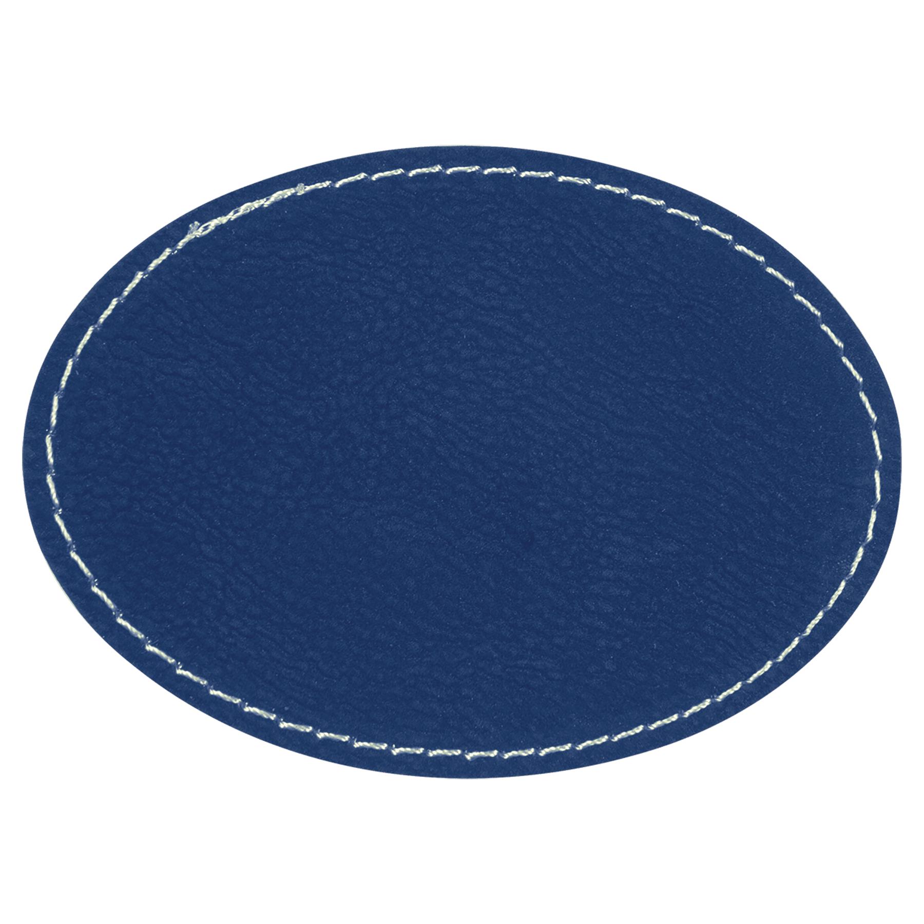 3.5" x 2.5" Oval Blue/Silver Leatherette Patch with Adhesive