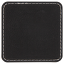 2.5" x 2.5" Square Black/Silver Leatherette Patch w/Adhesive
