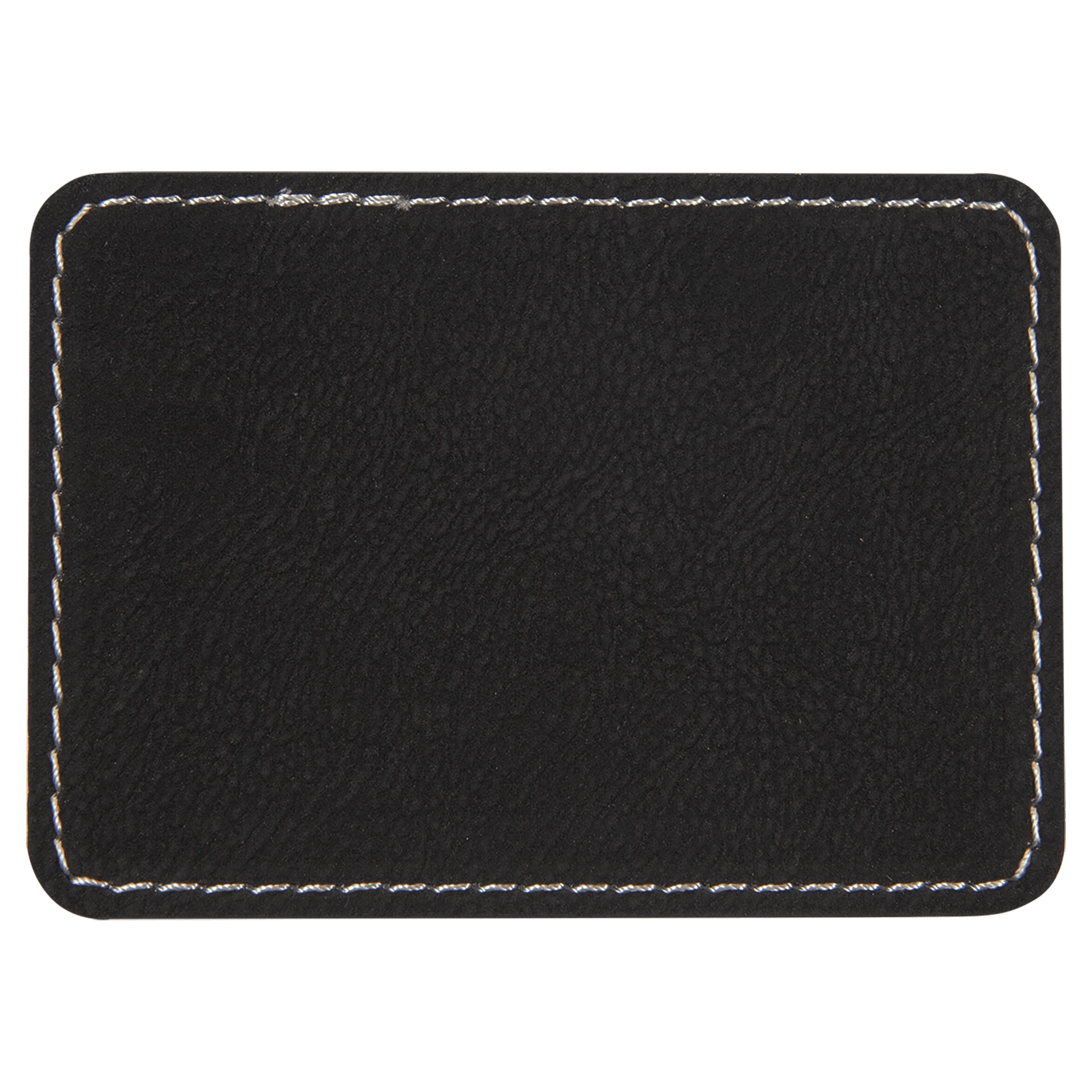 Rectangle Black/Silver Leatherette Patch with Adhesive